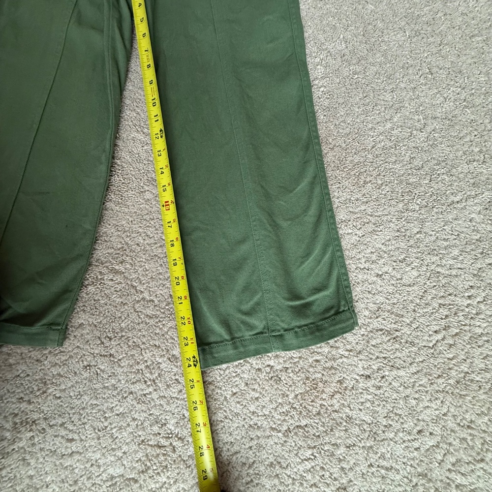 Lulus Olive Green Paperbag Tie Waist Cropped Pants Size 26 High Rise - Picture 8 of 11